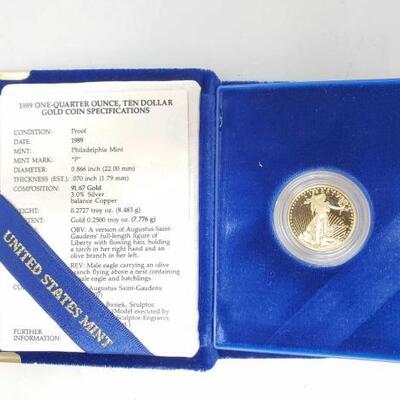 #1504 â€¢ Gold 1989 Augustus Saint Gaudens Liberty Coin