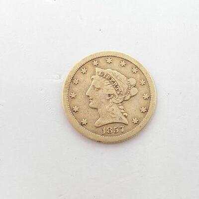 #1502 â€¢ 1857 Gold US Large Cent 2 1/2 Dollars 4g