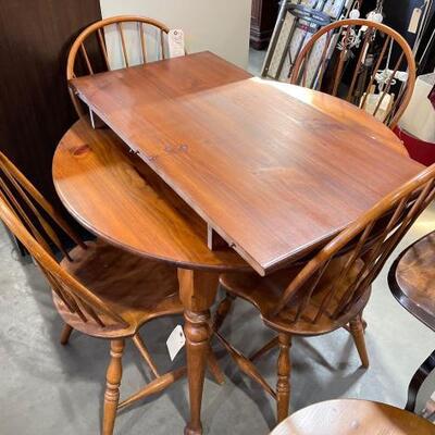 #3510 â€¢ Wooden Dining Table With Extension And 4 Chairs