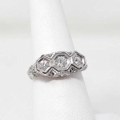#1021 â€¢ 14k White Gold Diamond Ring 2.8g