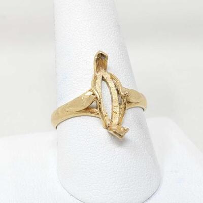 #1032 â€¢ 14k Gold Ring For Marquise Mounting 4.4g
