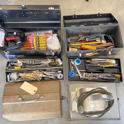 392	

2 Tool Boxes With Assortment Of Tools And Craftsman Electric Hand Saw With Case
Kobalt And Popular Mechanics Tool Boxes Tools...
