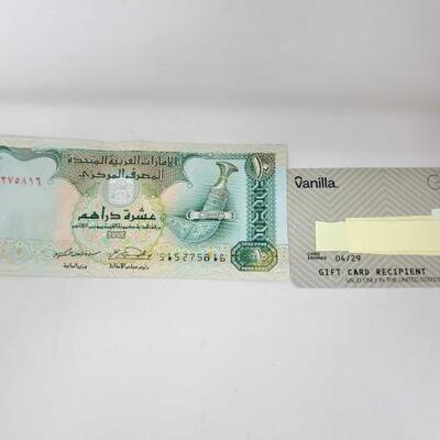 #1622 â€¢ United Arab Emirates 10 Dirhams And $144.83 Visa Gift Card