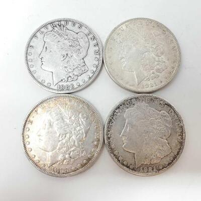 #1520 â€¢ 4 1883-1921 Morgan Silver Dollars
