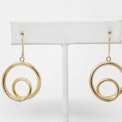 #1027 â€¢ 18k Gold Swirl Design Hoop Earrings 2.6g