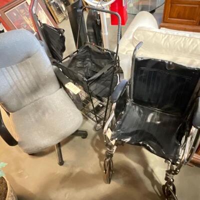 #3538 â€¢ Office Chair, Wheel Chair And Jumbo Rolling Laundry Cart