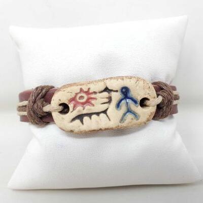1410 â€¢ Brown Leather Engraved Adjustable Bracelet
