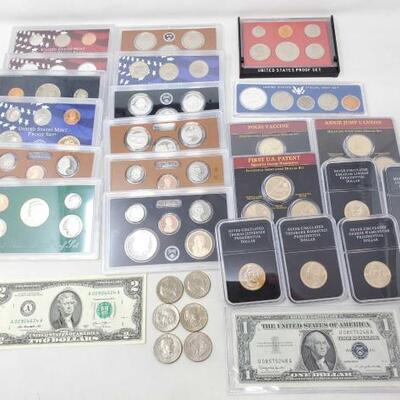 #1636 â€¢ Assortment Of Coin Sets, Banknotes And More
