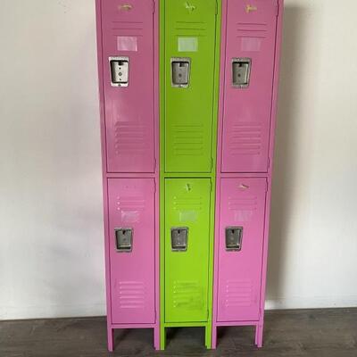 Colorful Pink & Green 6 Metal Locker Unit