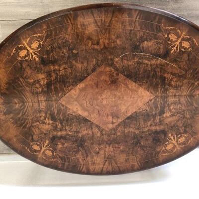 Mid Century Italian Style Inlaid Wood Coffee Table on Casters