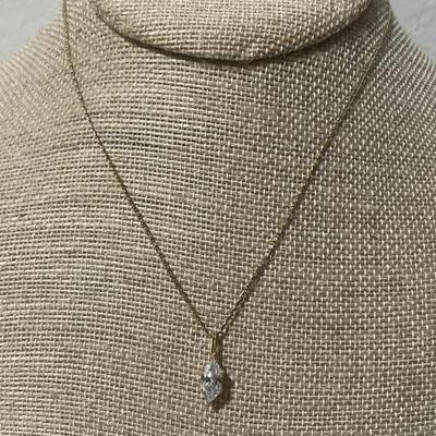 14k Gold Washed Necklace with 14k Gold Swarovski Crystal Pendant Necklace
