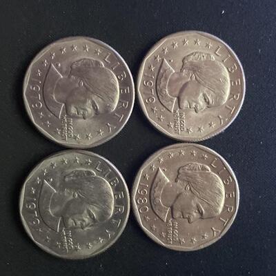 (4) Susan B Anthony Dollar Coins
