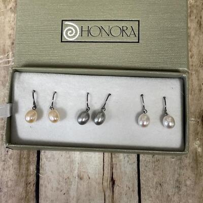 Honora 925 Silver Pearl dangle earrings