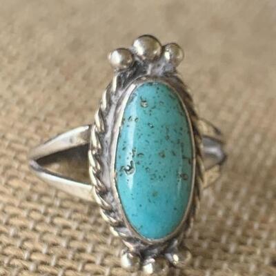 Sterling Silver Ring with Turquoise Size 7