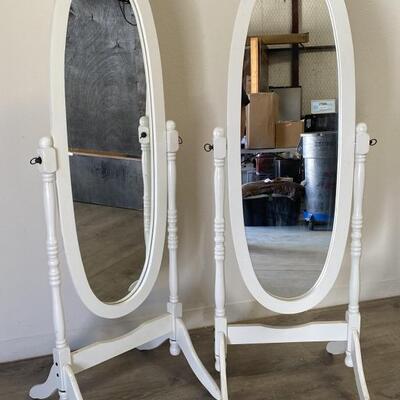 (2) Floor Standing White Full Length Mirrors