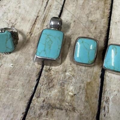 925 Silver / Turquoise Earrings, Pendant , Ring