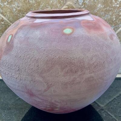 Round Clay Pottery Pot, marked