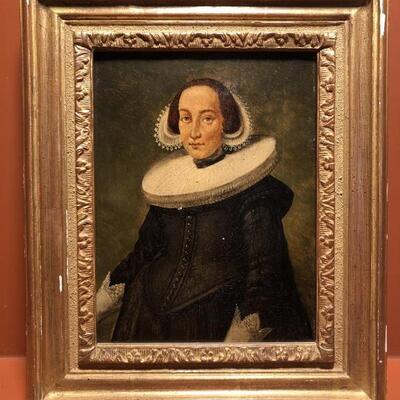 Portrait of a Lady. In the style attributed to
Jan Van Ravesteyn. Original Oil on panel. 13x11