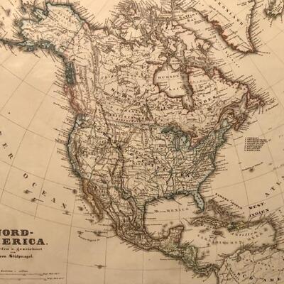 Nord America. Printed map from Adolf Stielerâ€™s
Hand Atlas. From 1875. See attached info. 15 x 13.