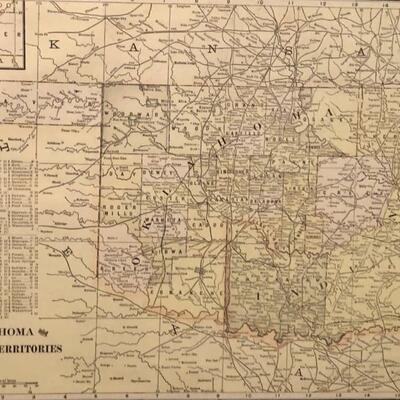 Antique Map of Oklahoma Indian Territory
Certified authentic, printed in 1899. 