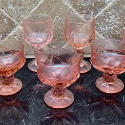 (9) VIntage Cabaret Pink Glassware by Franciscan Discontinued Patatter from 1975-1979
2 Water Goblet
7 Champagne/Tall Sherbet
���