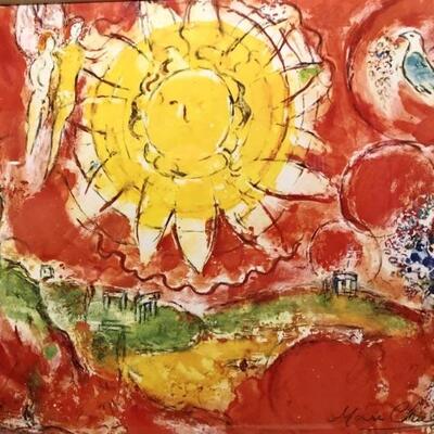 Final Curtain of the Magic Flute. By Marc Chagall. Lithograph from 1977. Hand Signed. 20x13.  25 x 32 framed. COA included.