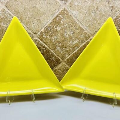 (2) Lemony Yellow Ceramic 12in Platters