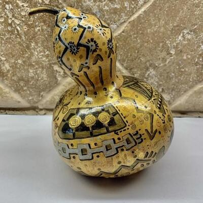 Martha Sue Meek Signed Hand Painted Gourd