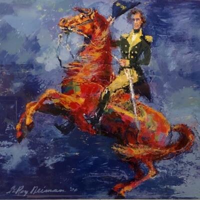 Leroy Neumann. The General. Print. Signed and inscribed to BJ and Gloria by Leroy Neiman in 2008. 29x25 framed.