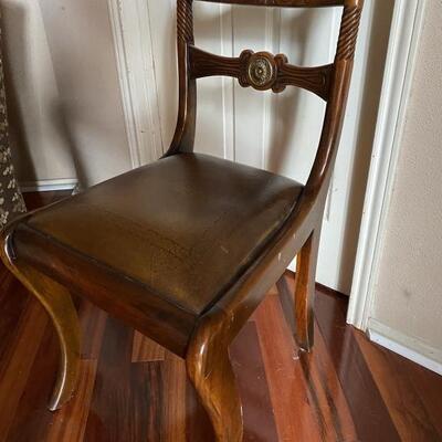 Regency Carved Sabre Leg Side Chair, 1 of 2 in this auction