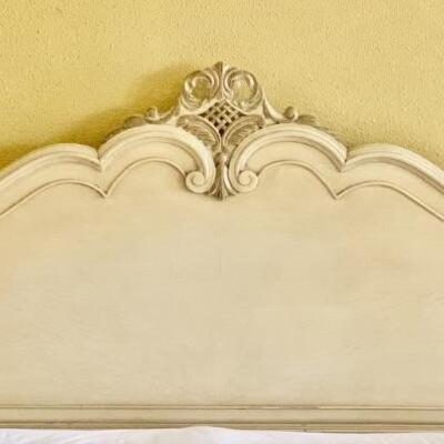 Antiqued White Louis XV French Style Bed