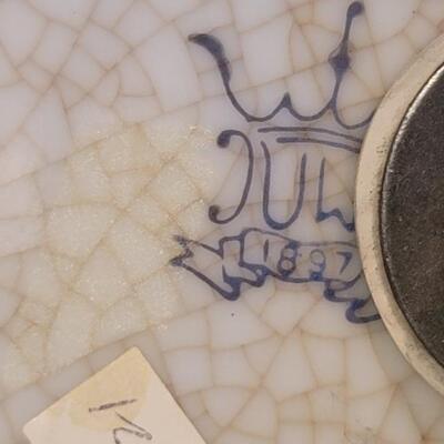 Hand Painted Porcelain Ginger Jar on Stand, China
Maker's Marks and Provenance Tags on Bottom-