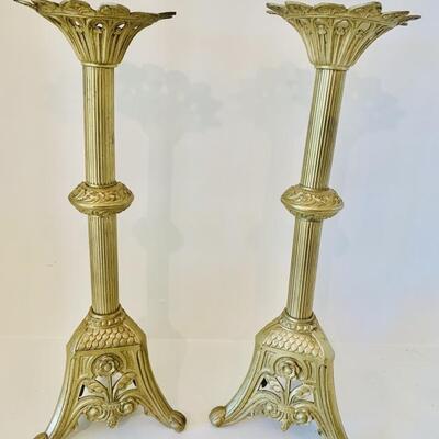 Pair 18in Brass Candlesticks