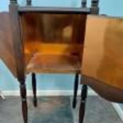 Vintage Copper Lined Smoking Stand/Tobacco Humidor with Magazine Racks on Either Side and Turned Legs and Handles, & Inlaid Wood...