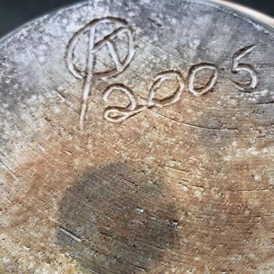 Round Clay Pottery Pot, marked