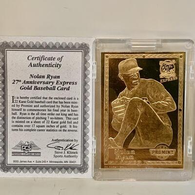 Pro Mint 22k Gold Baseball Cards - Nolan Ryan, etc