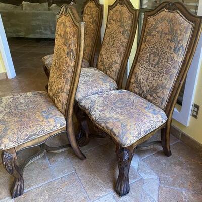 (4) Edwardian Chippendale Paw Foot Side Chairs