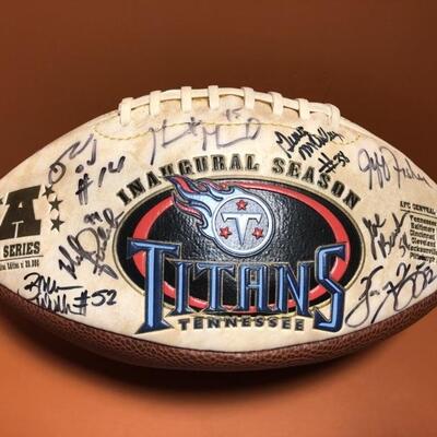 1999 Tennessee Titans Signed Eddie George, Jeff Fisher, several others Tennessee Titans first season, signed / autographed team football