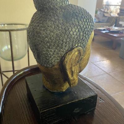 Vintage Serenity Buddha Head Sculpture on Stand