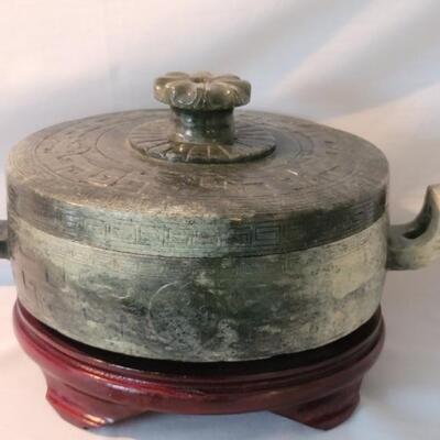 Asian Jade Lidded Box on Stand