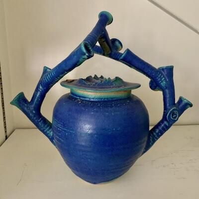 Handmade Pottery, Blue Teapot is a piece of art