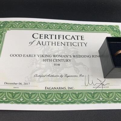 Early Viking Wedding Ring - 10th Century Early.  Middle Ages - with COA Sz 7.75