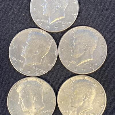 (5) Kennedy Half Dollars