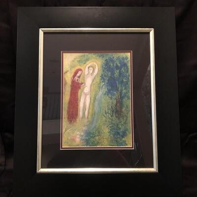The Daphnis and Chloe Portfolio by Marc Chagall    Lithograph (1977). Hand Signed by artist. 13 x 9. 21 x 25 framed. COA included.