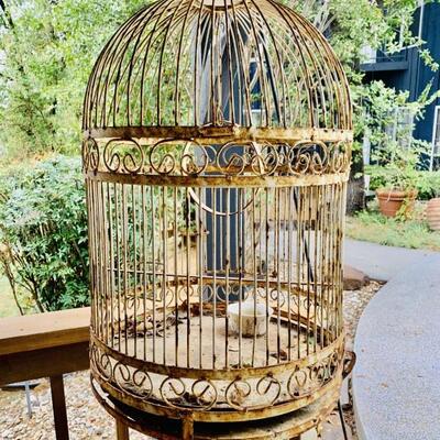 Hanging Gilt Gold Metal Bird Cage