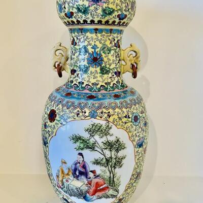 Chinese Famille Rose 22in Porcelain Vase