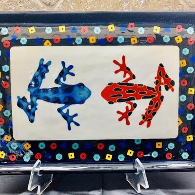 TerWare Rectangular Ceramic Bright Frog Platter