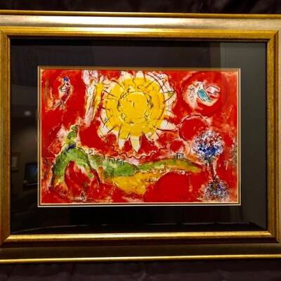 Final Curtain of the Magic Flute. By Marc Chagall. Lithograph from 1977. Hand Signed. 20x13.  25 x 32 framed. COA included.