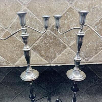 Sterling Silver Weighted Candelabras 
 Set of 2