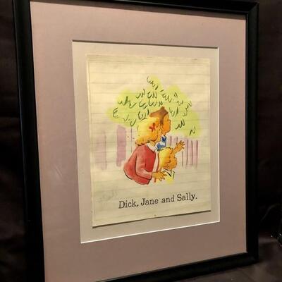 Dick, Jane, and Sally. Lithograph signed by
J Sparks. 13 x 10. 23 x 19.5